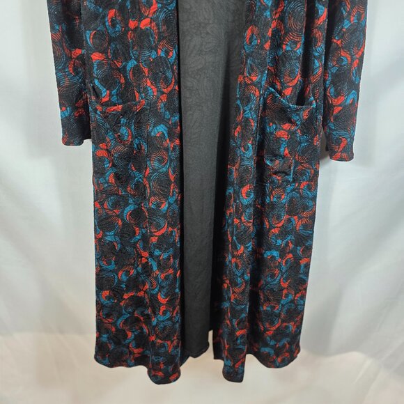 Lularoe Sarah Cardigan Women's Size Small Black, Turquoise Orange Geo Print NEW - Picture 4 of 14